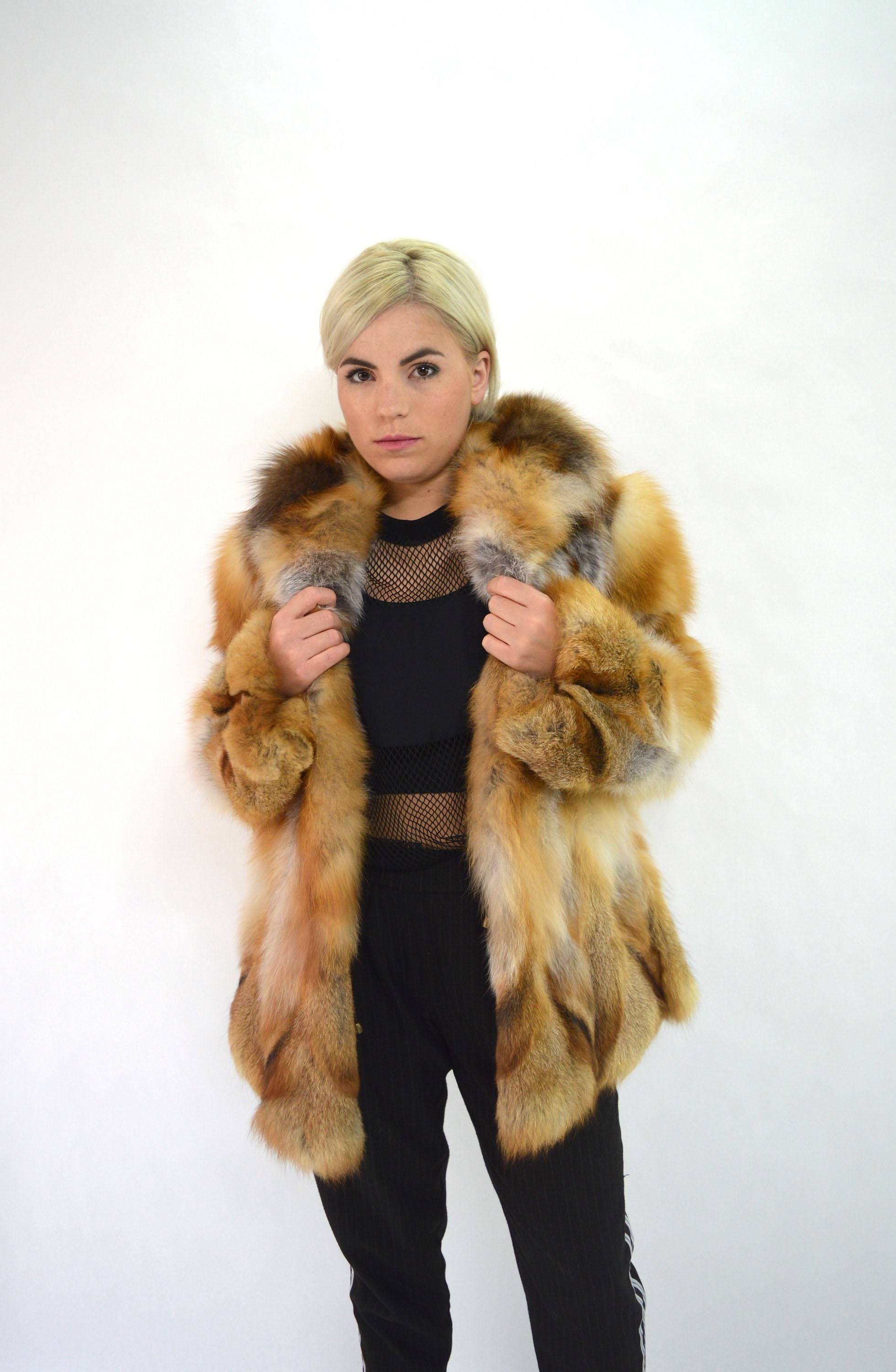 Red Fox Fur Hooded Coat W61614