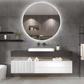 Solid Wood Wall Mounted Bathroom Vanity with Sink and LED Mirror, 36" E255824
