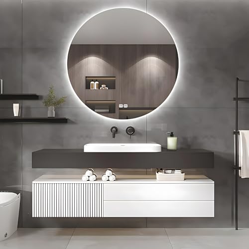 Solid Wood Wall Mounted Bathroom Vanity with Sink and LED Mirror, 36" E255824