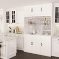 White Wood Kitchen Pantry Storage Cabinets with Hutch Buffet U80697