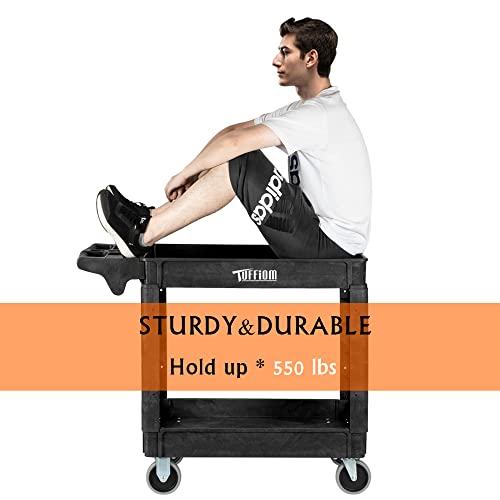 Plastic 2-Tier Utility Cart with Deep Shelves Z118