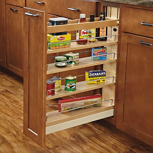 8" Pull Out Shelf Organizer for Base Cabinets, Wooden Slide Out Rack with Soft-Close W783