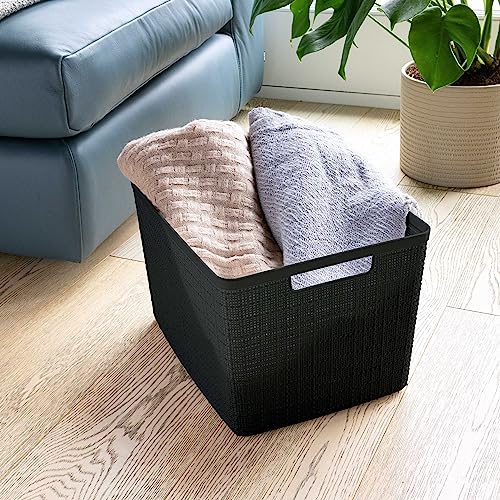 Set of 4 White Plastic Decorative Storage Baskets Q691