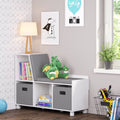 Gray Kids Storage Bench with Cubbies and 2pc Bin O8110
