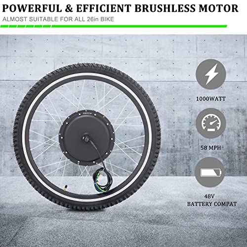 48V 1000W 26" Front/Rear Wheel Electric Bike Conversion Kit with LCD Display M6794