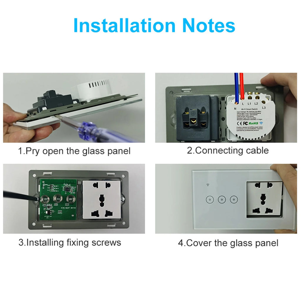 Wi-Fi Smart Wall Outlet With 1 Gang Touch Light Switch P559