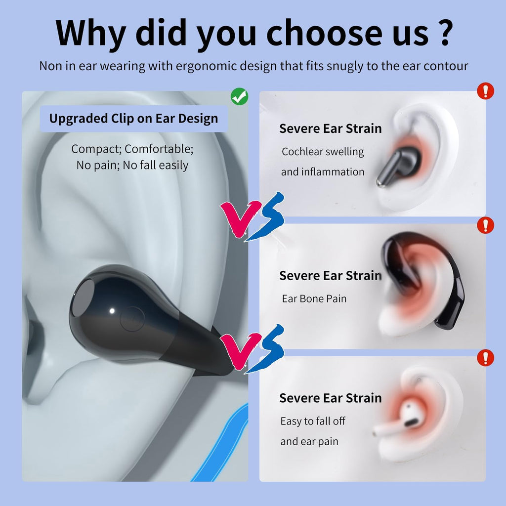 Open Ear Bone Conduction Headphones Bluetooth 5.3 Wireless Earbuds 48 Hours Playtime IPX7 Waterproof Sports T74109