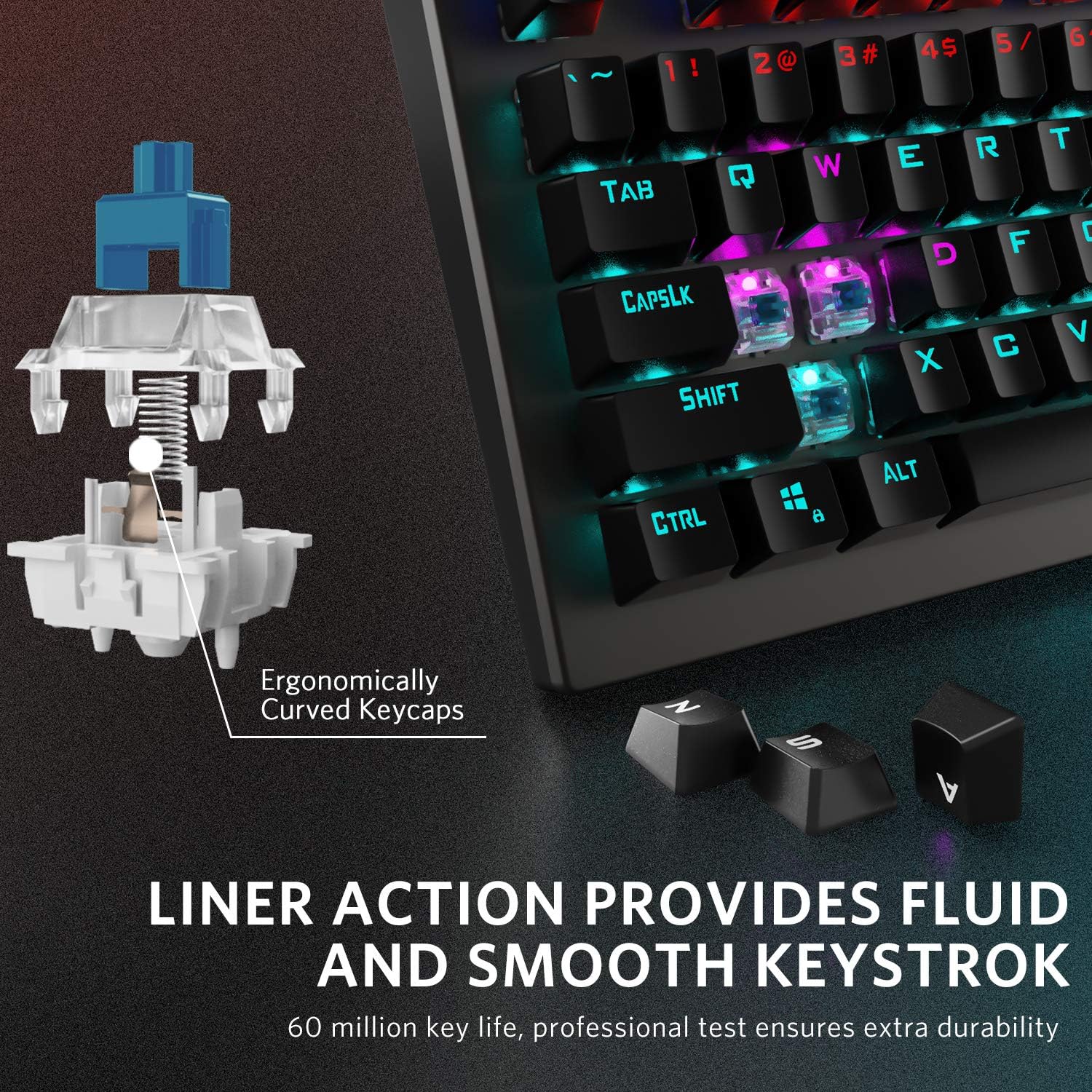 Mechanical Gaming Keyboard Wired RGB Rainbow Backlit with Blue Switches Ergonomic Standard Keyboard Pack of 2 P89873