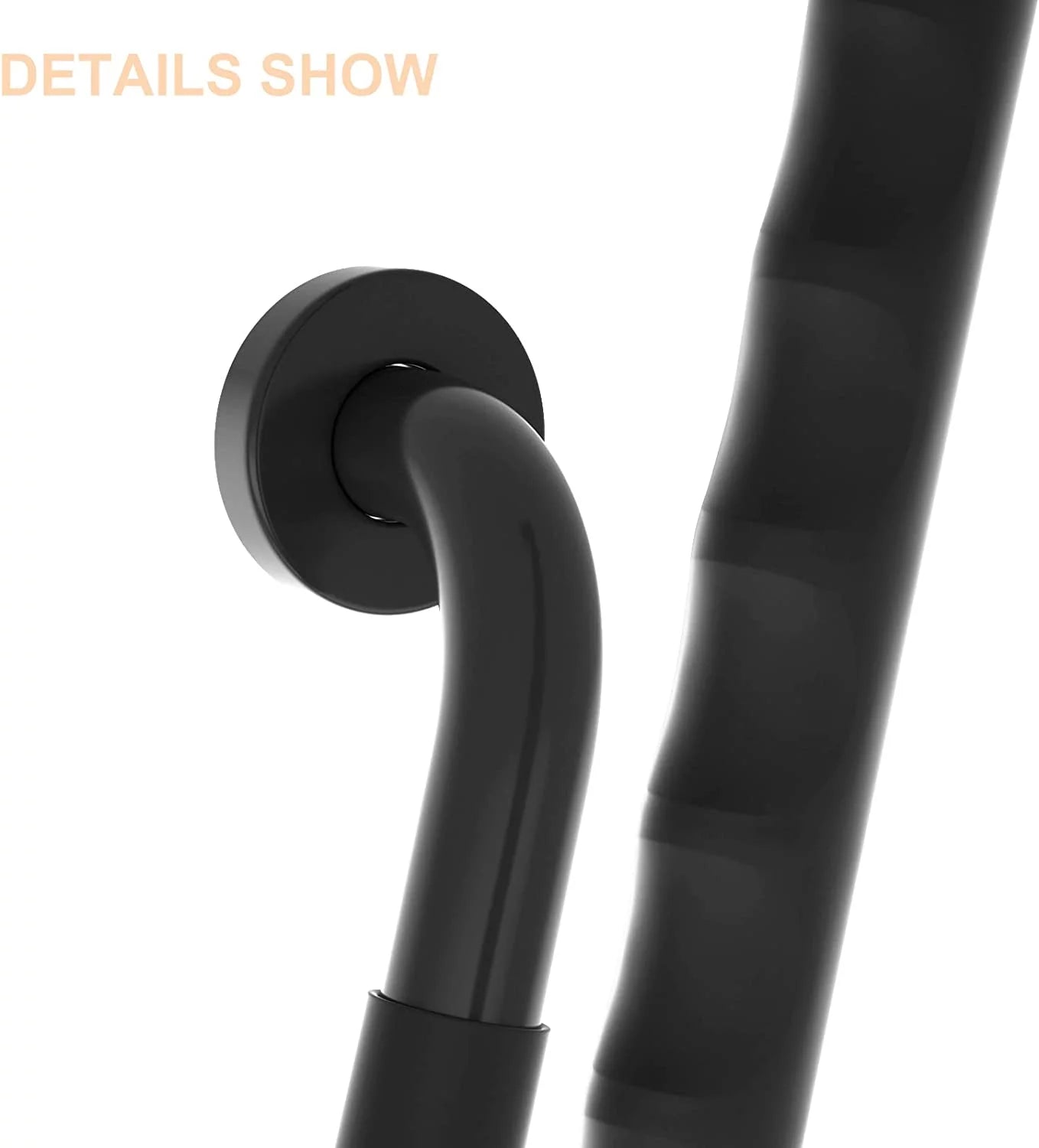 2 Pack 12 Inch Black Shower Grab Bar with Anti Slip Rubber Grip R1505