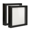 Shadow Box Picture Frame with Linen Board Deep Wood Glass Display Case (Walnut, 2pcs 8X8) O4232