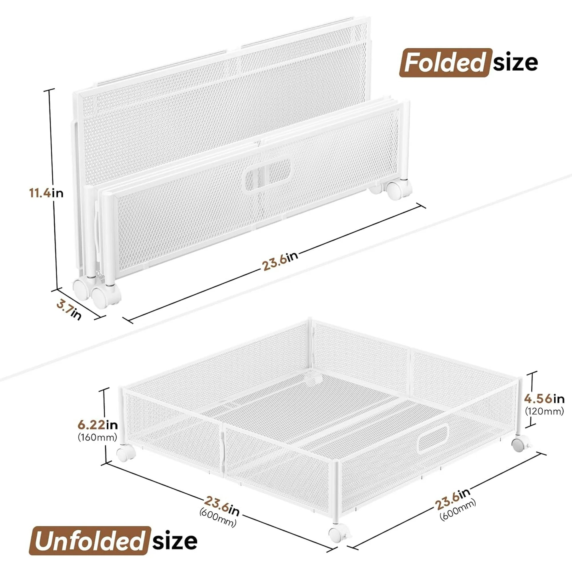 Metal Underbed Storage Containers with Wheels, 2Pack E1900
