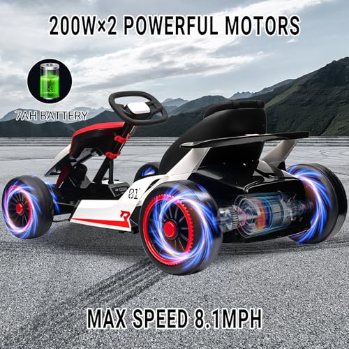 White 24V Battery Powered Electric Drift Kart B5231