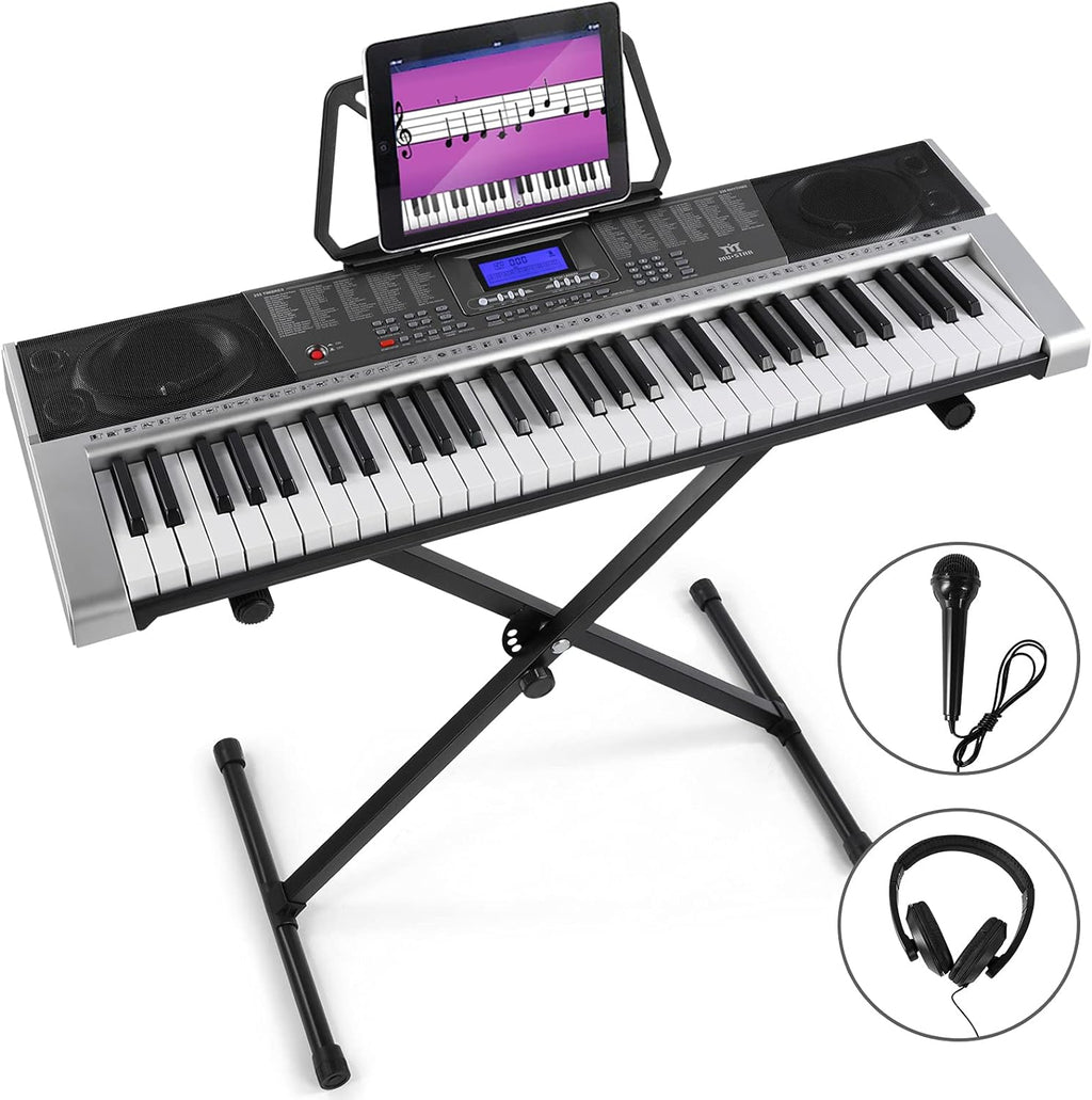 61 Key Electric Keyboard with LCD Screen, Grey T44972