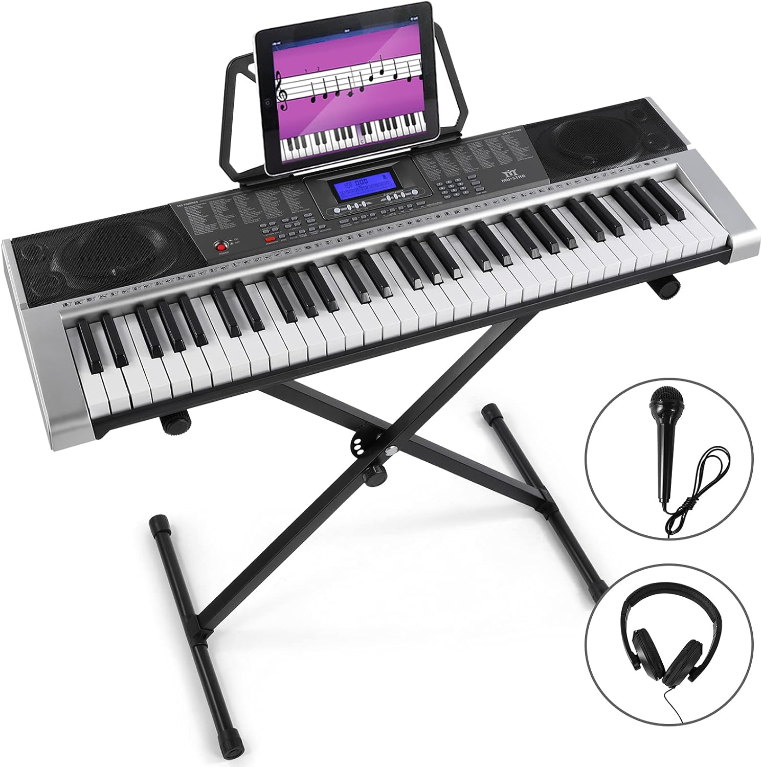 61 Key Electric Keyboard with LCD Screen, Grey T44972