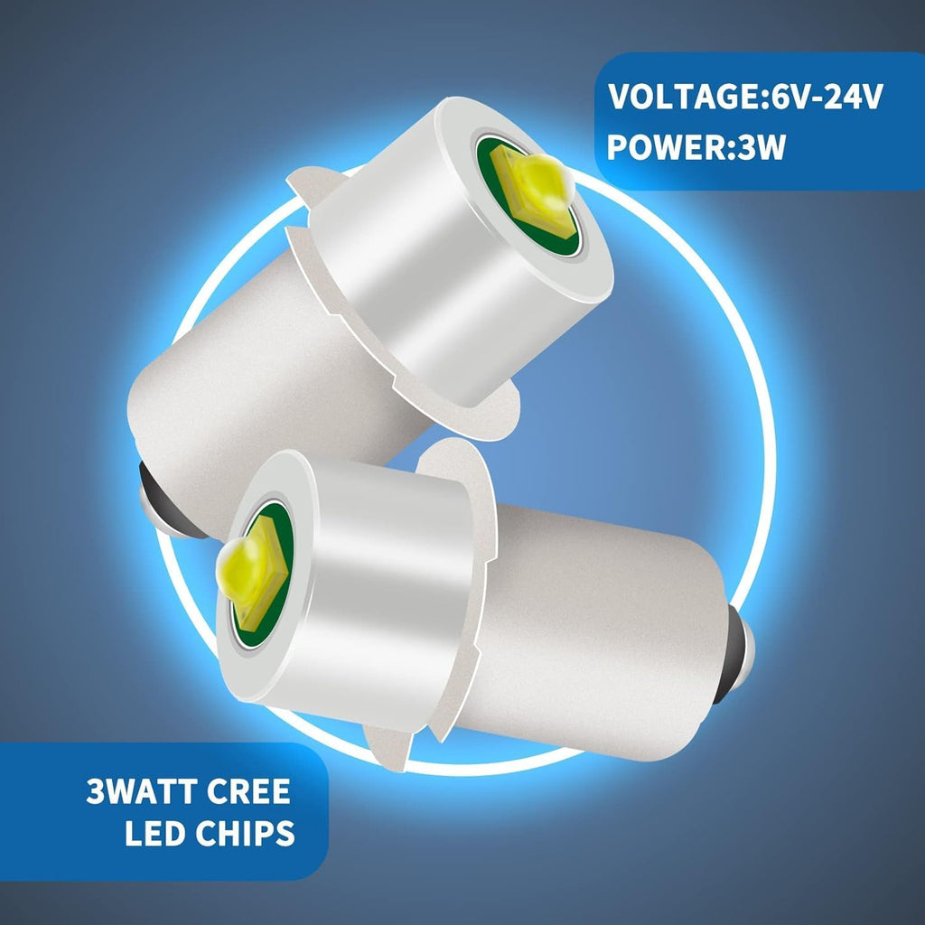 4 Pack LED Flashlight Bulb P13.5S PR2 3W 3V 4.5V 6V White Replacement Set T211