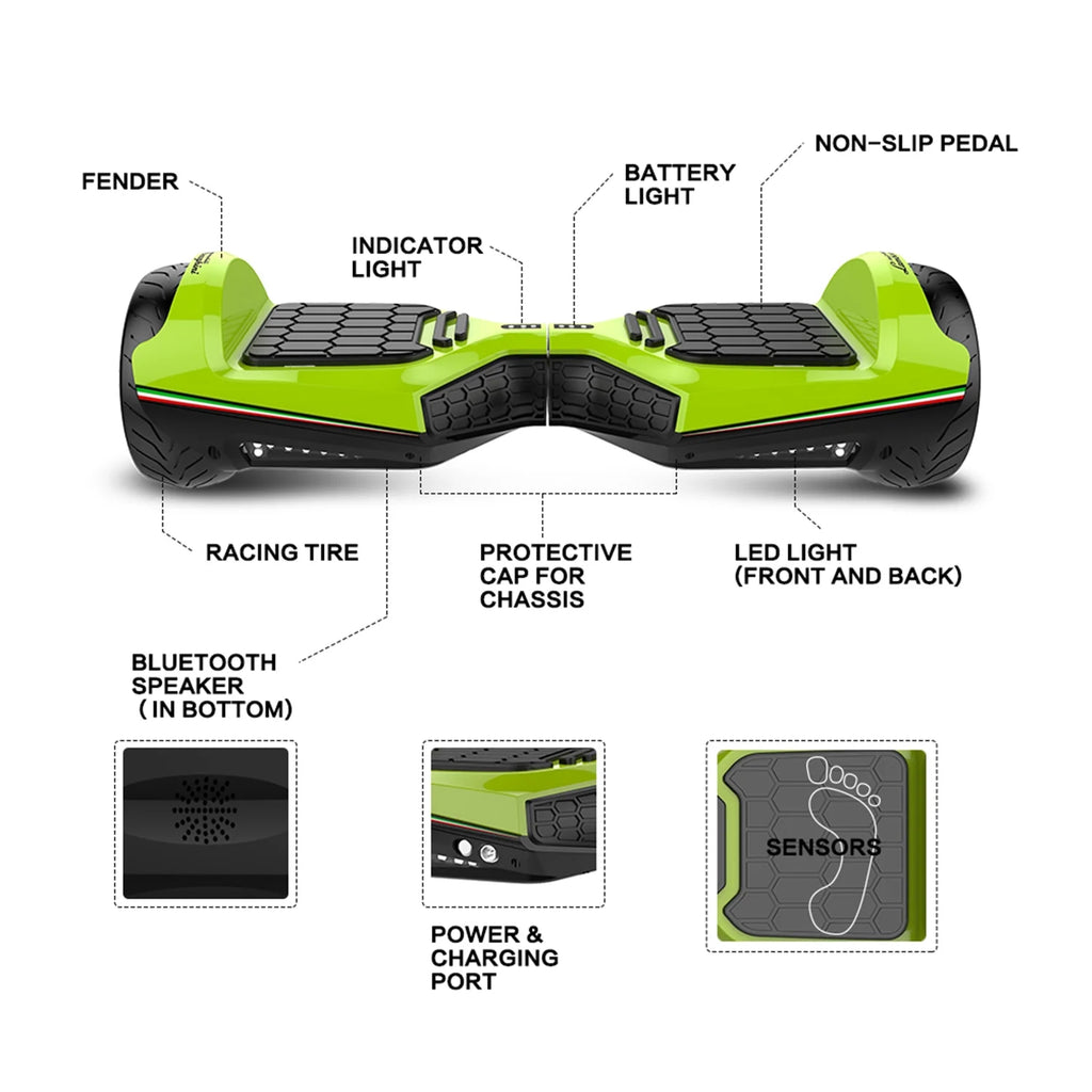 Green 6.5" Off Road Two-Wheel Electric Scooter W2715