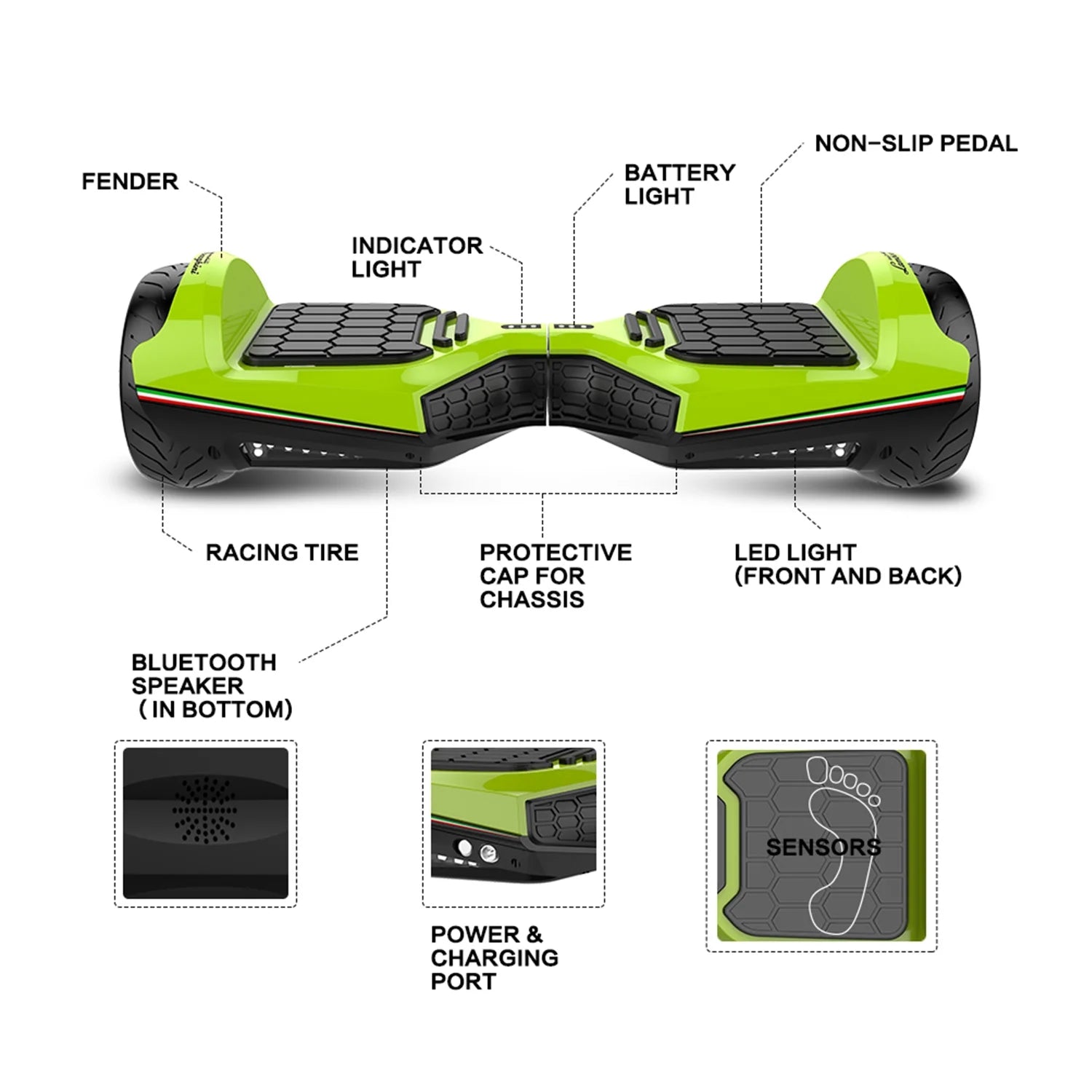 Green 6.5" Off Road Two-Wheel Electric Scooter W2715