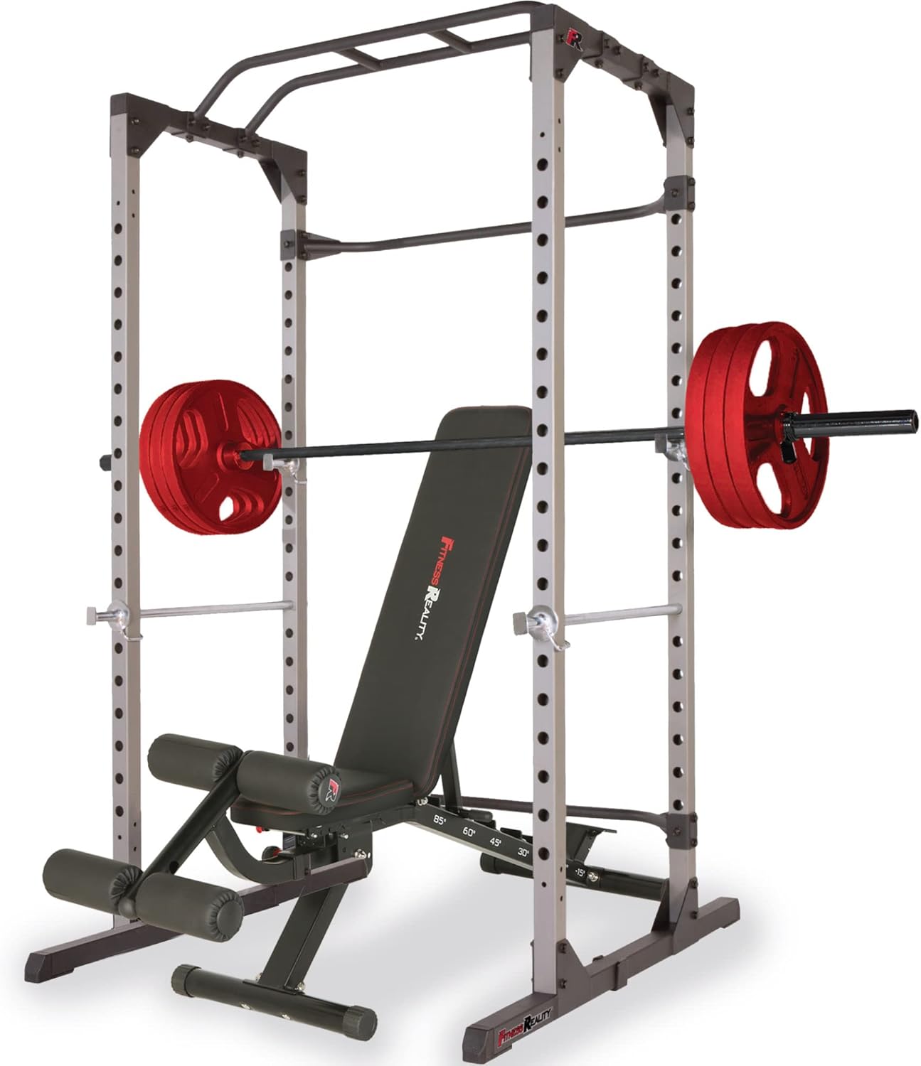 Squat Rack Power Cage with Lat Pulldown and Leg Holdown Attachment O2346