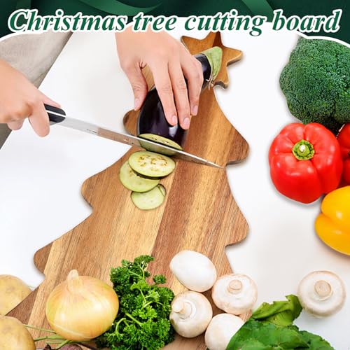 16.5" Acacia Wood Christmas Tree Charcuterie Board N88754