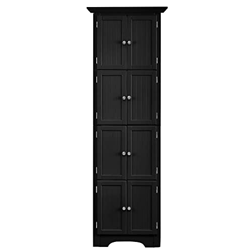 Black Tall Corner Storage Cabinet with Doors and 4 Shelves U4649