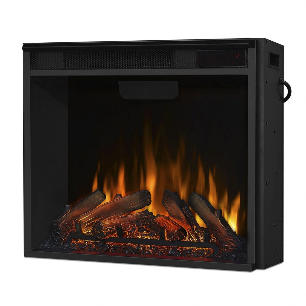 Traditional Wood & Steel Electric Fireplace TV Stand in Heritage Oak Y54664