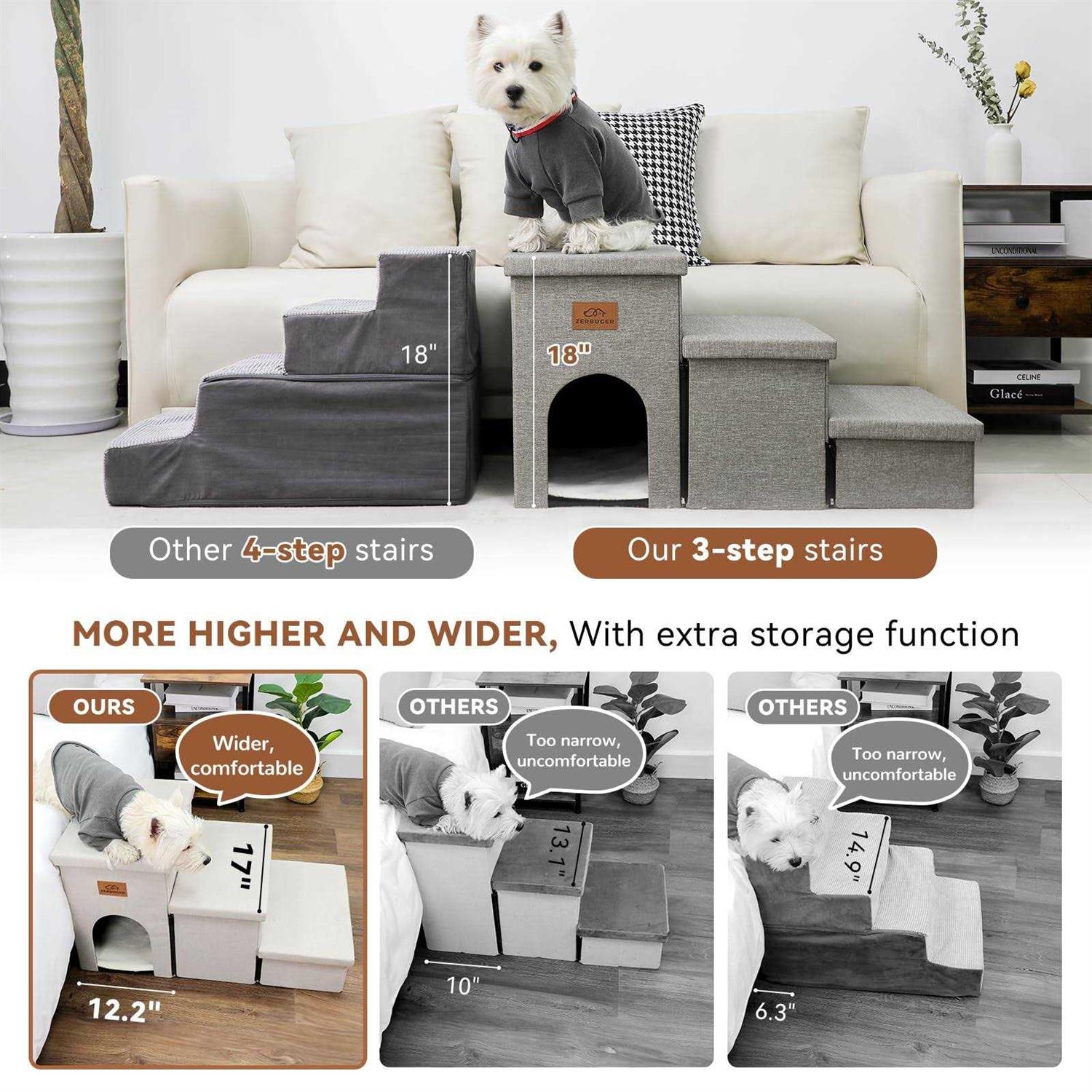 Foldable Pet Stairs with Storage T8929