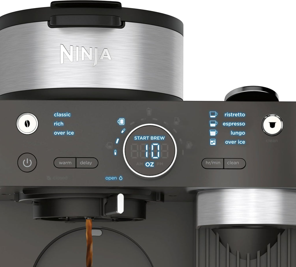 Espresso & Coffee Barista System, Single-Serve Coffee & Nespresso Capsule Compatible, 12-Cup Carafe, Built-in Frother E56329