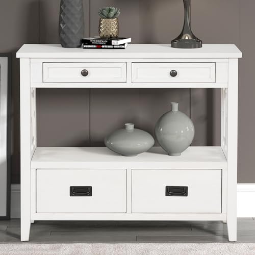 Brown Console Table with 4 Drawers and 1 Storage Shelf D621570