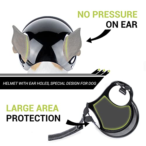 Medium Pet Dog Helmet with Ear Hole Motorcycle Dog Helmet Multi-Sport Dog Hard Hat Outdoor Bike Doggy Cap J5337