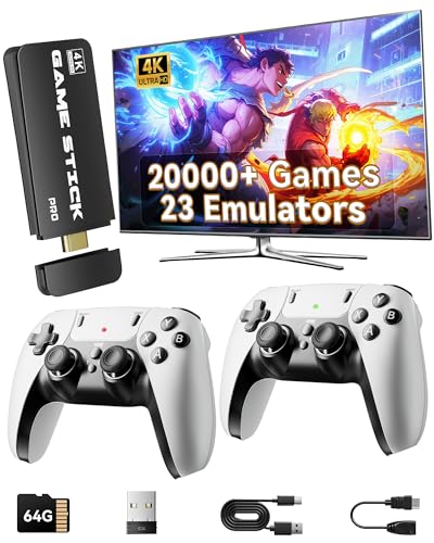 Retro Gaming Console Stick with 4K HDMI, 20000+ Games, Dual 2.4G Wireless Controllers V8694