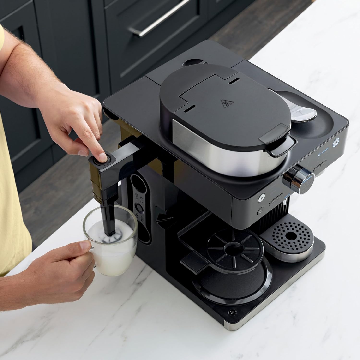 Espresso & Coffee Barista System, Single-Serve Coffee & Nespresso Capsule Compatible, 12-Cup Carafe, Built-in Frother E56329