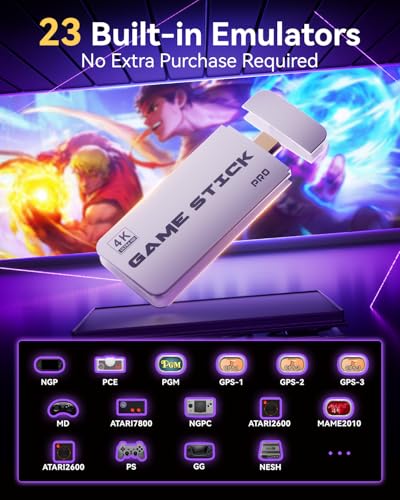 Retro Gaming Console Stick with 4K HDMI, 20000+ Games, Dual 2.4G Wireless Controllers V8694