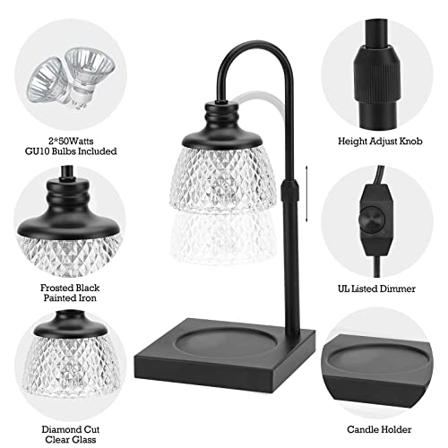 Black Electric Candle Warmer Lamp with 2 Bulbs Height Adjustable Dimmer K818363