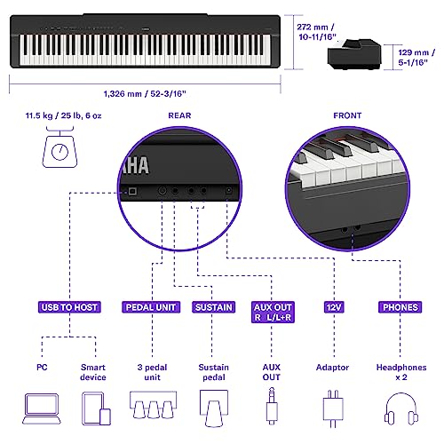 Black 88-Key Weighted Portable Digital Piano Keyboard with Music Rest, Sustain Foot Switch, Built-in Speakers, USB Connectivity A96044