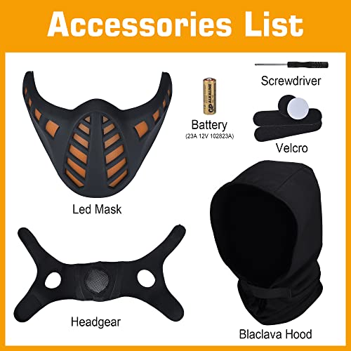 Halloween Scary Led Mask Light Up Demon Oni Cyberpunk Half Face Masks X801