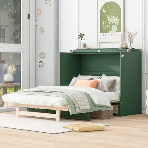 Gray Queen Murphy Bed with Drawers X2359