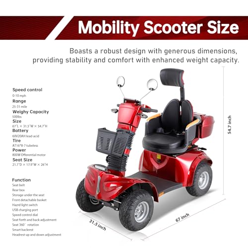 Red Heavy Duty 4 Wheel Mobility Scooter R15627