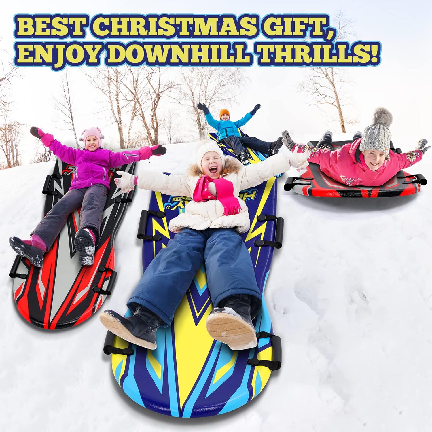 2 Pack Large Foam Snow Sled with Handles C504