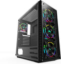 Black ATX Mid Tower Gaming Computer Case with Tempered Glass, 4X 120mm Fan, USB 3.0 H3821