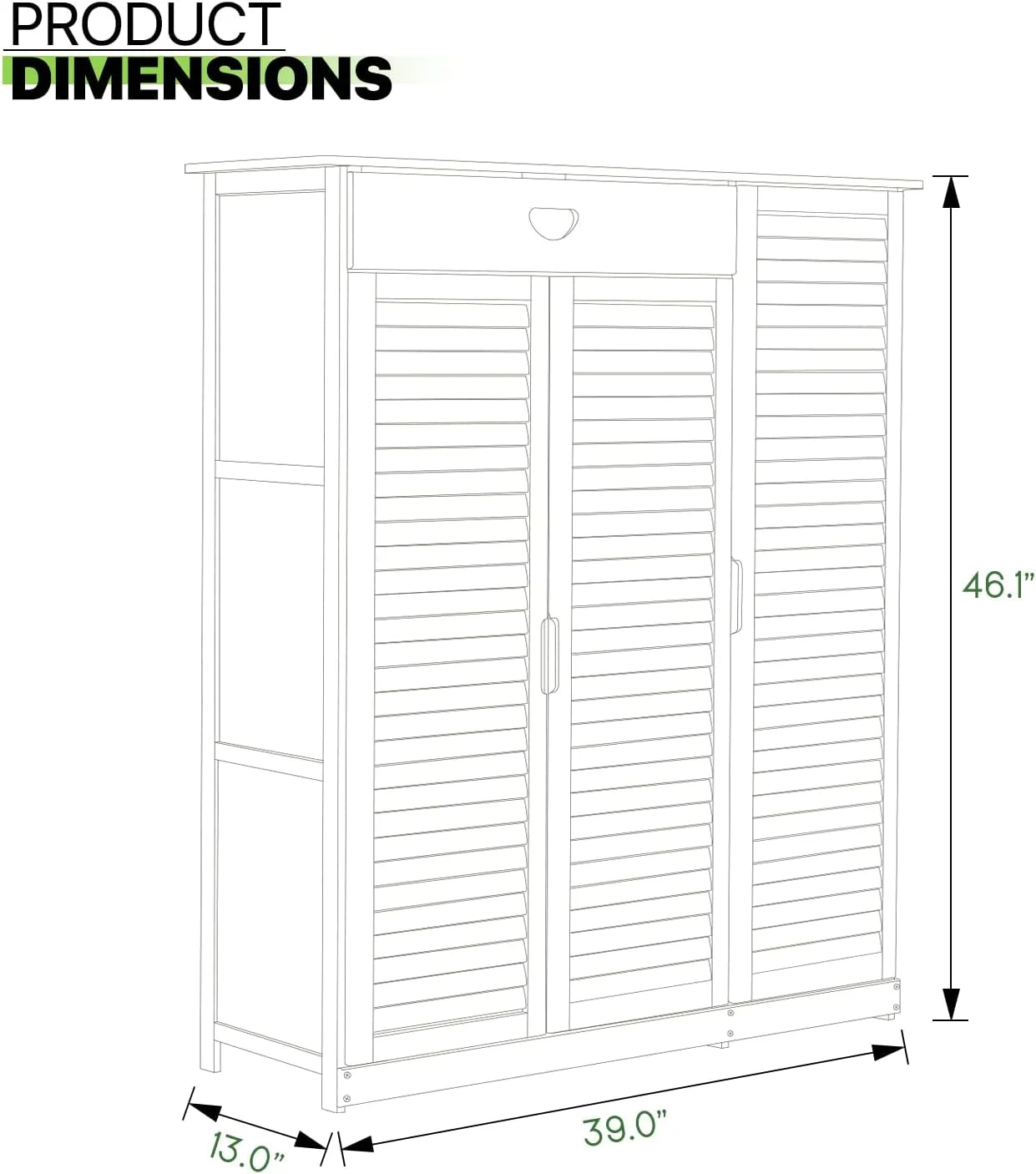 Bamboo Shoe Storage Cabinet With Drawer & Shutter Door Z11994