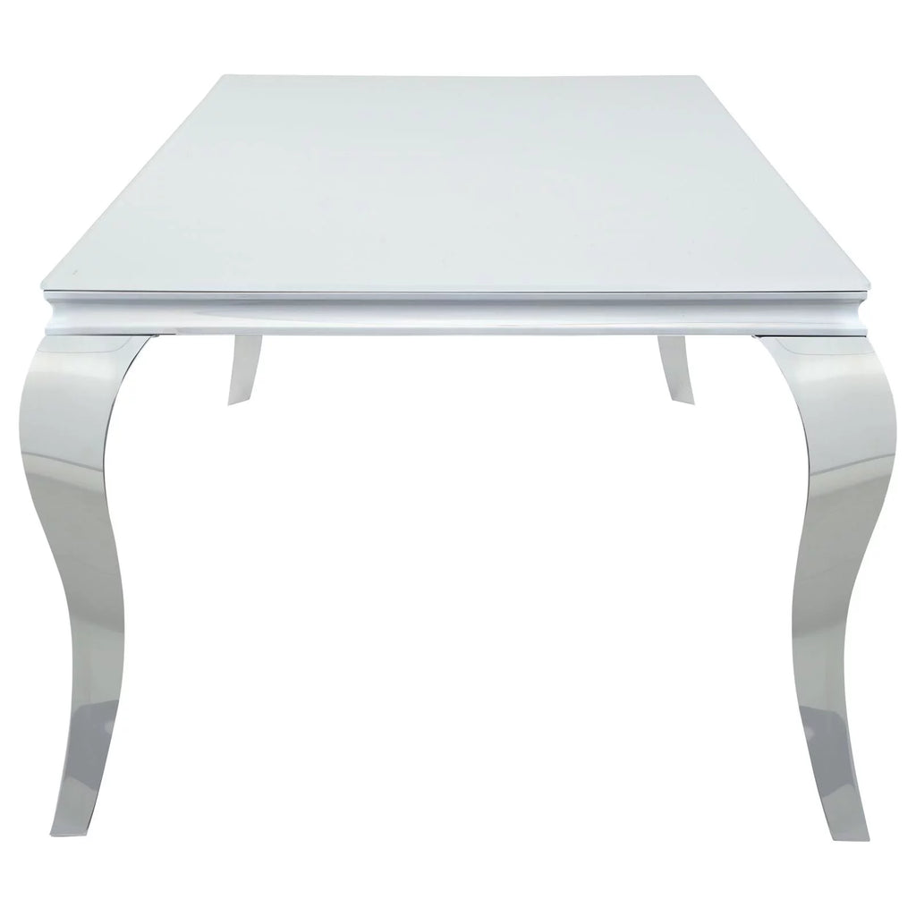 Rectangular Glass Top Dining Table White and Chrome N632253
