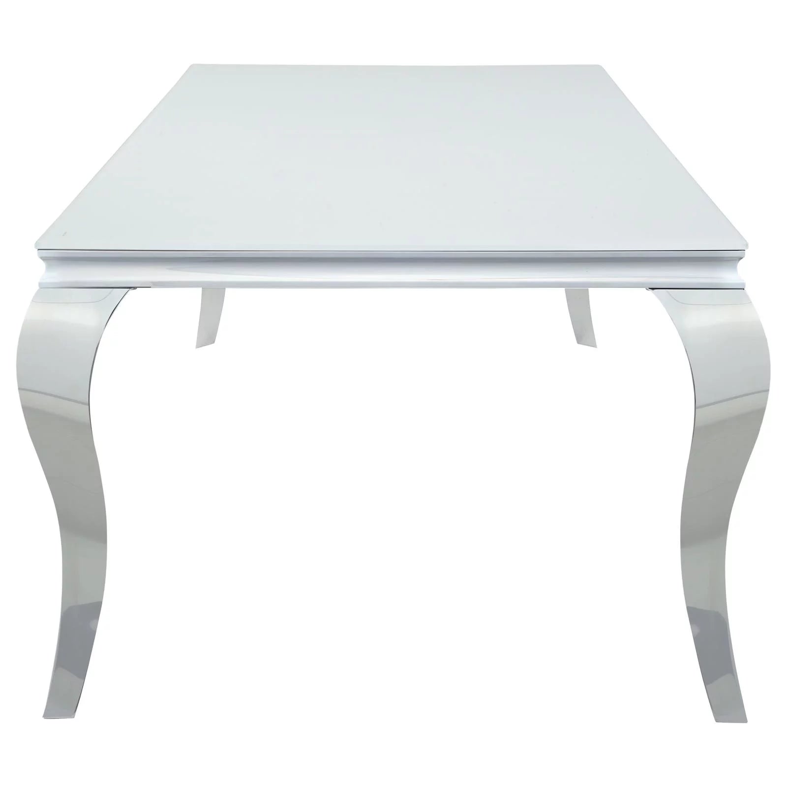 Rectangular Glass Top Dining Table White and Chrome N632253