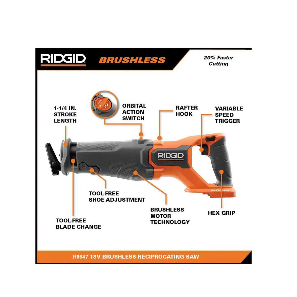 18V Brushless Cordless 2-Tool Combo Kit with Reciprocating Saw and Multi-Tool W204064