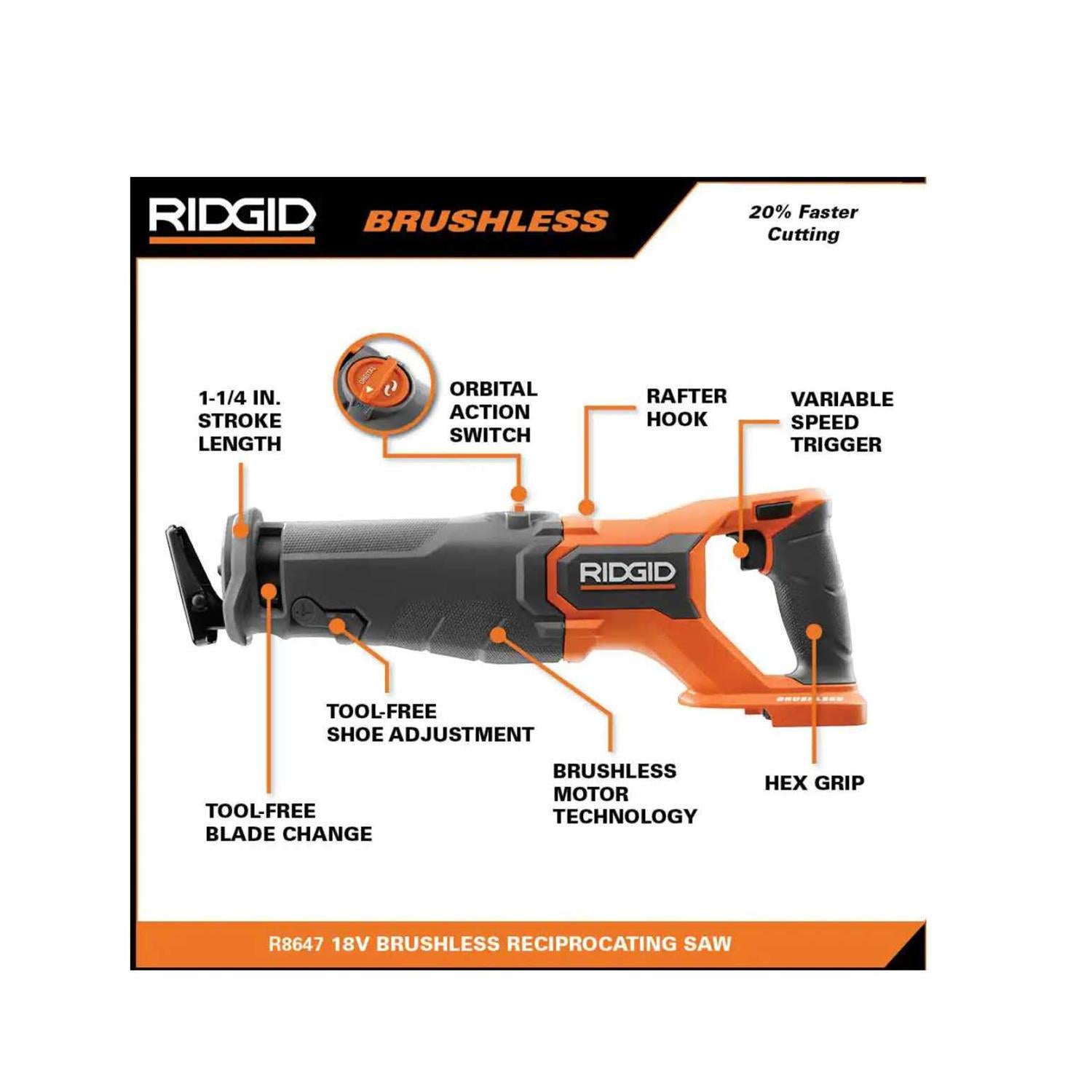 18V Brushless Cordless 2-Tool Combo Kit with Reciprocating Saw and Multi-Tool W204064
