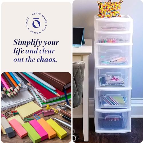 White 6-Tier Clear Plastic Storage Drawer Tower O339