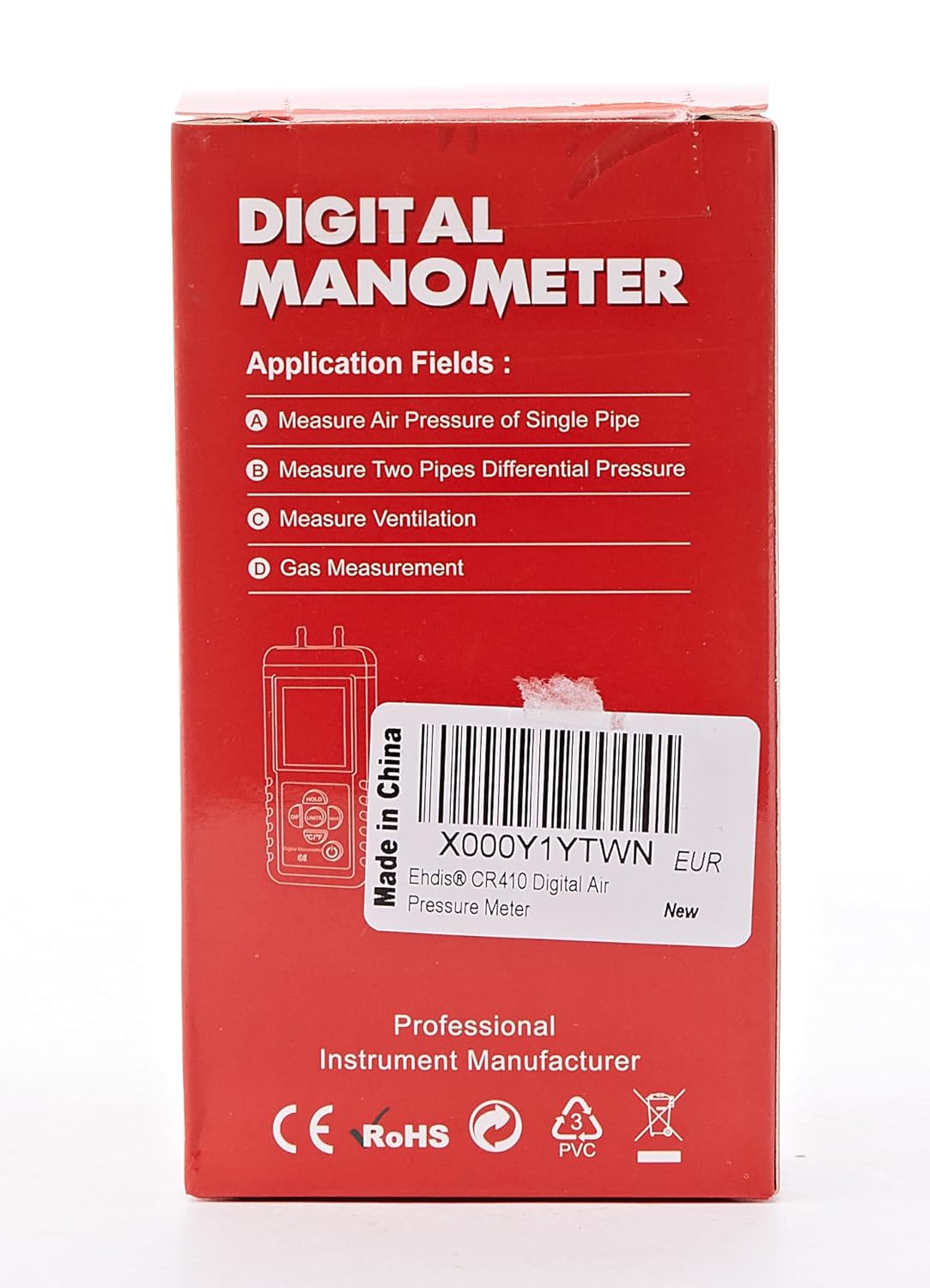Digital Air Pressure Meter Differential Pressure Gauge D345503