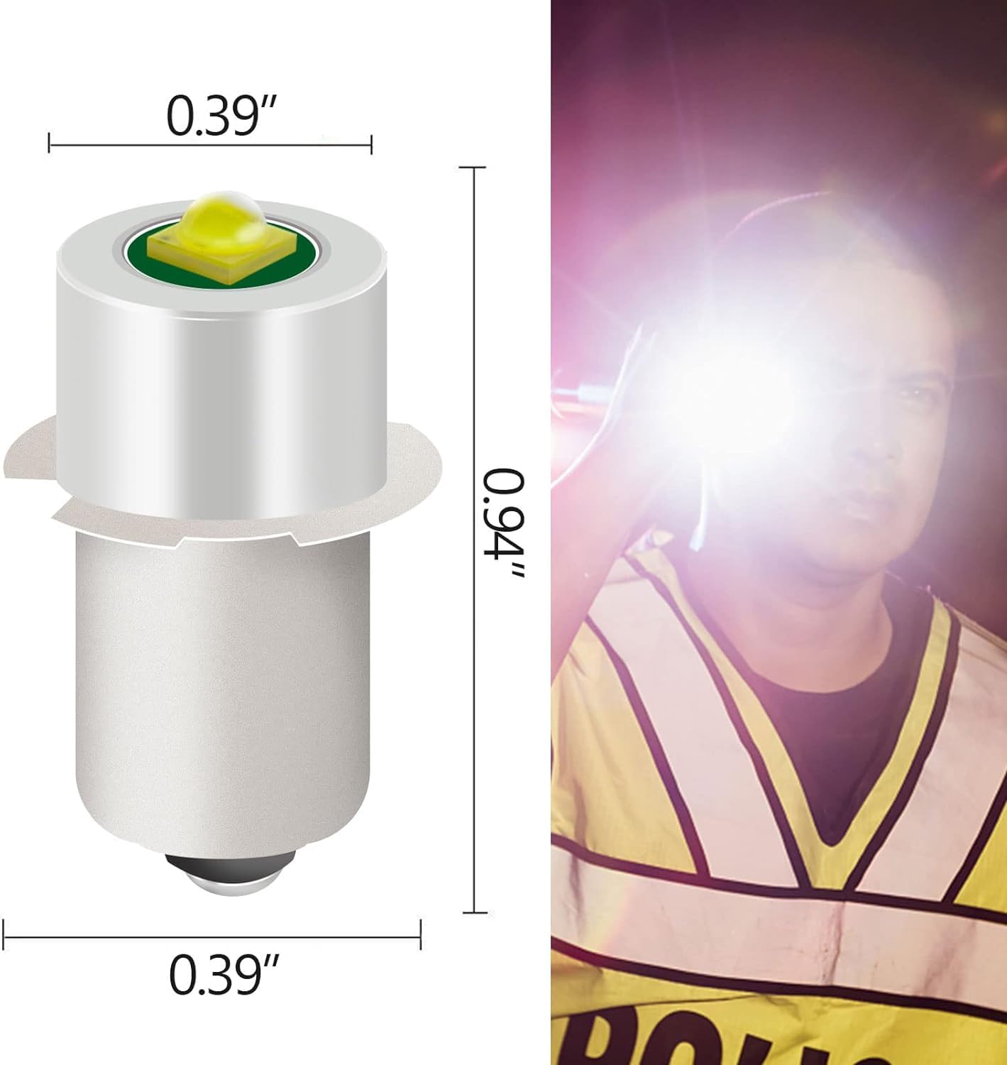 4 Pack LED Flashlight Bulb P13.5S PR2 3W 3V 4.5V 6V White Replacement Set T211
