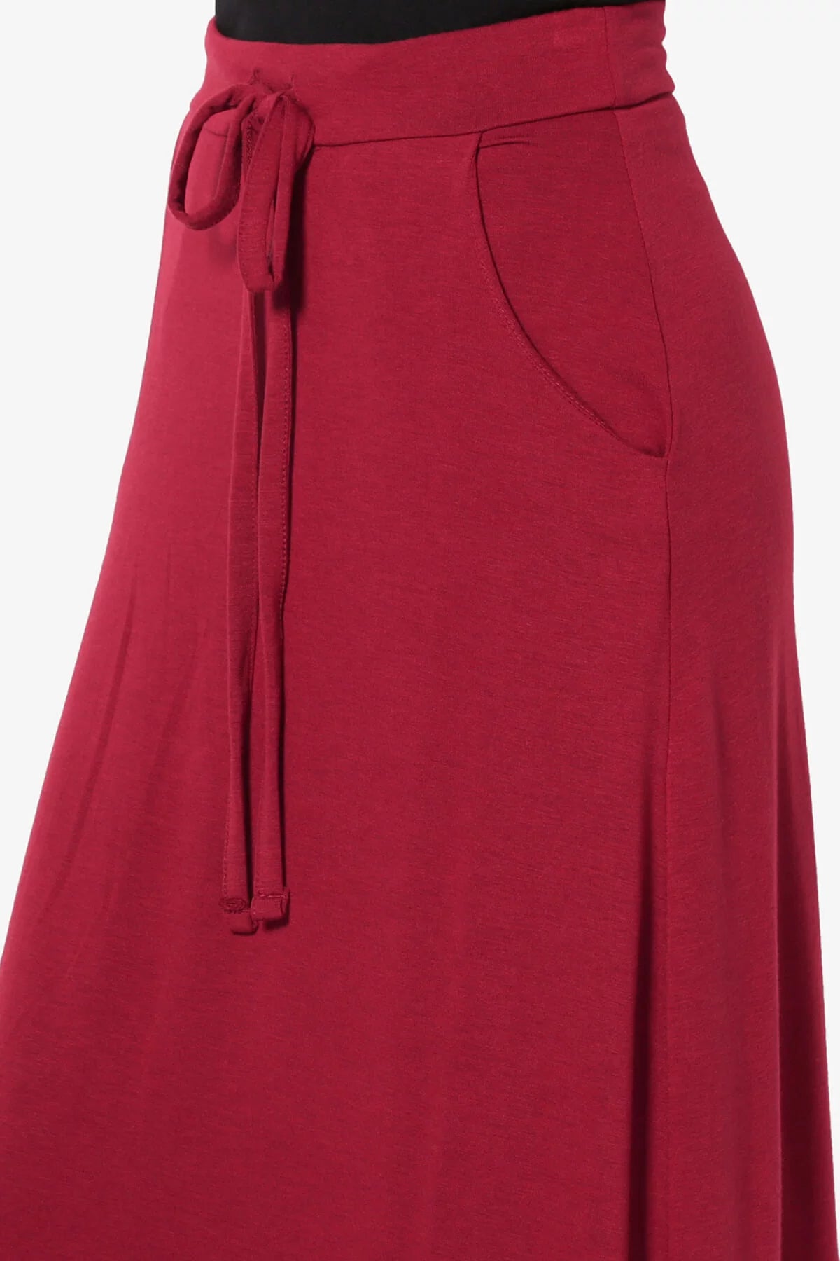 Women's PLUS Drawstring Waist Pocket Drapey Jersey A-Line Long Maxi Skirt X54505
