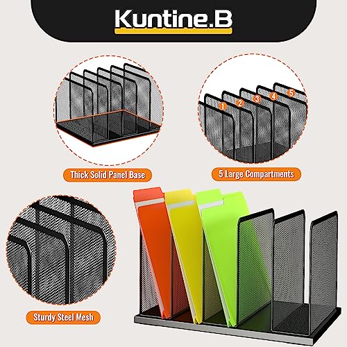 Purple Mesh 5-Section Desktop File Organizer W674890