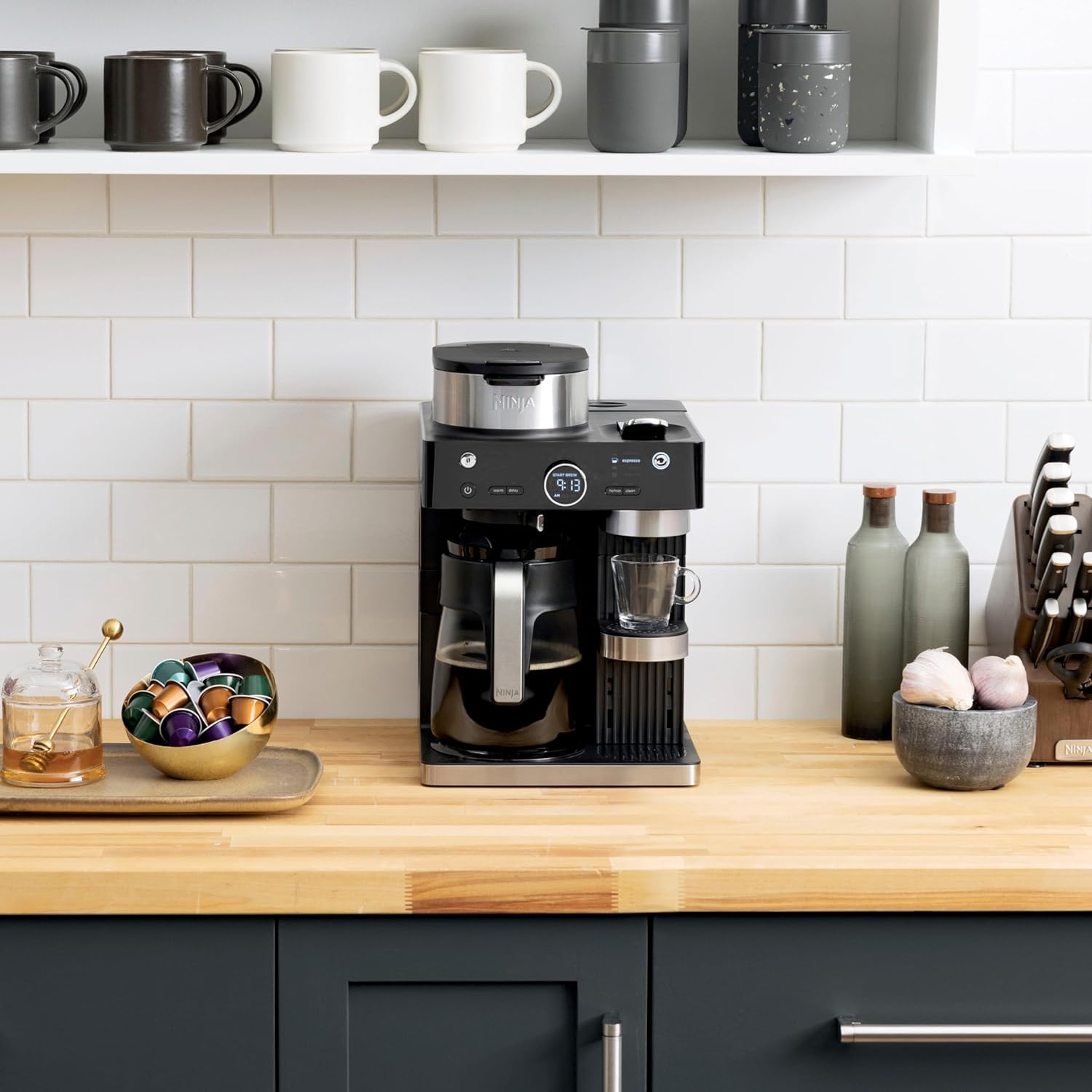 Espresso & Coffee Barista System, Single-Serve Coffee & Nespresso Capsule Compatible, 12-Cup Carafe, Built-in Frother E56329